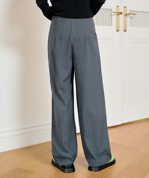 「UNE MANSION」 スラックス MEDIUM グレー レディース_画像4