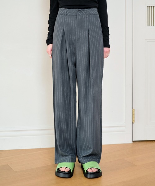 「UNE MANSION」 スラックス MEDIUM グレー レディース_画像5