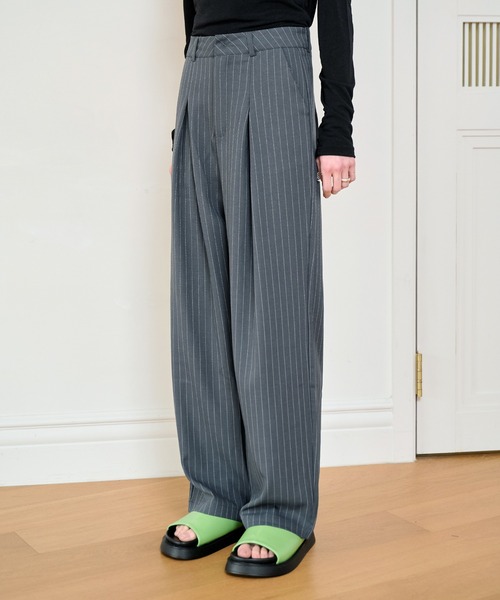 「UNE MANSION」 スラックス MEDIUM グレー レディース_画像6