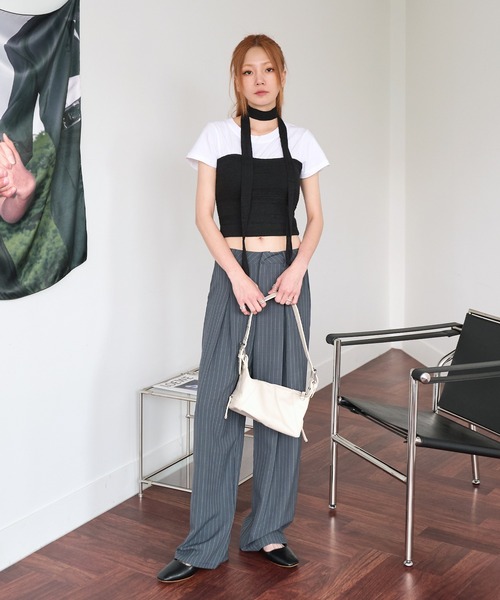 「UNE MANSION」 スラックス MEDIUM グレー レディース_画像9