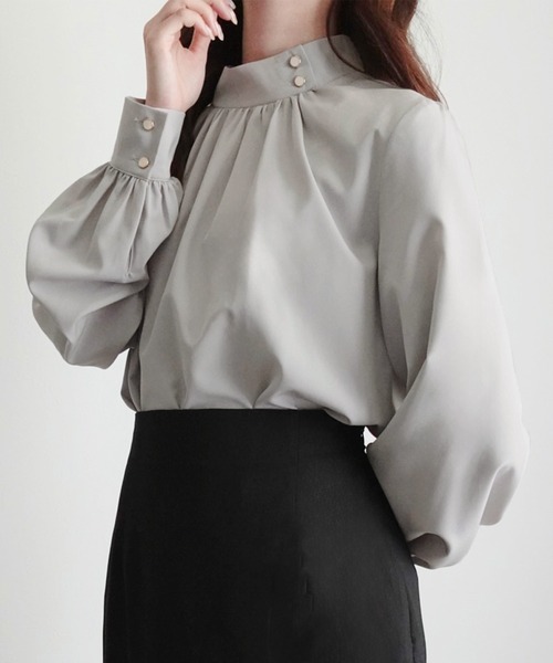 「junoah」 長袖ブラウス X-LARGE グレー レディース_画像7
