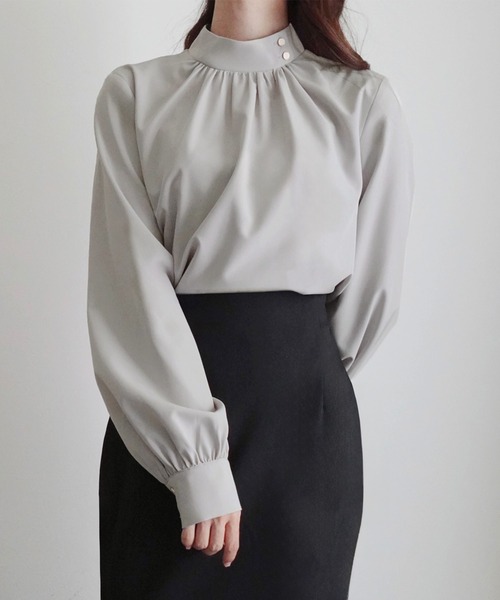 「junoah」 長袖ブラウス X-LARGE グレー レディース_画像9