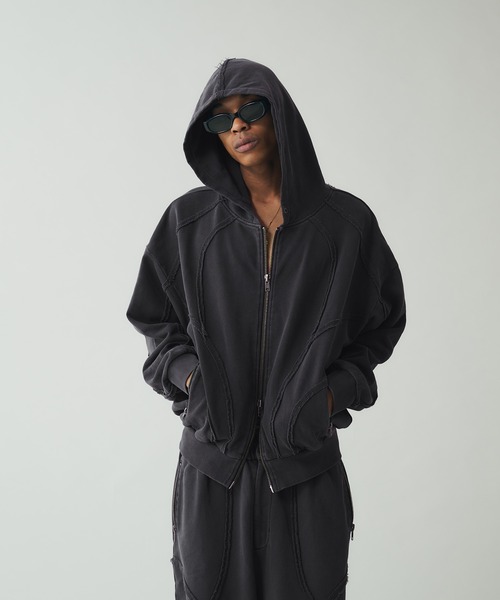 「ANDER HUNK」 ジップアップパーカー MEDIUM ブラック メンズ_画像4