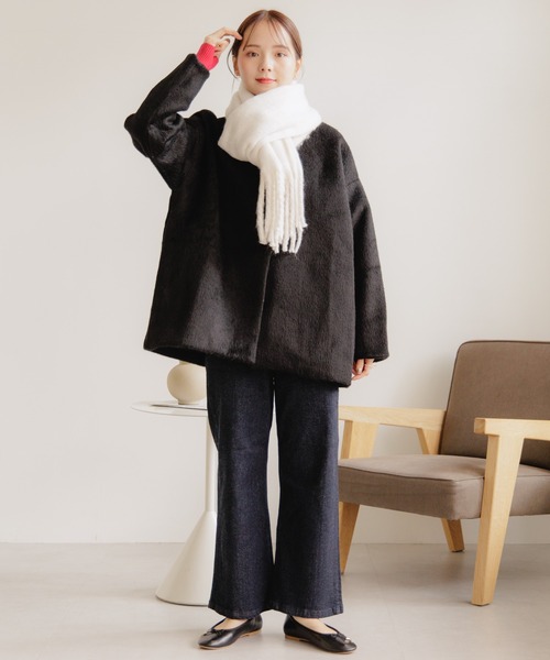 flower ムートンコート ボアコート フラッフィ―コート4 レディース