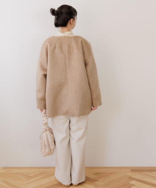 flower（ファッション） ムートンコート ボアコート フラッフィ―コート  