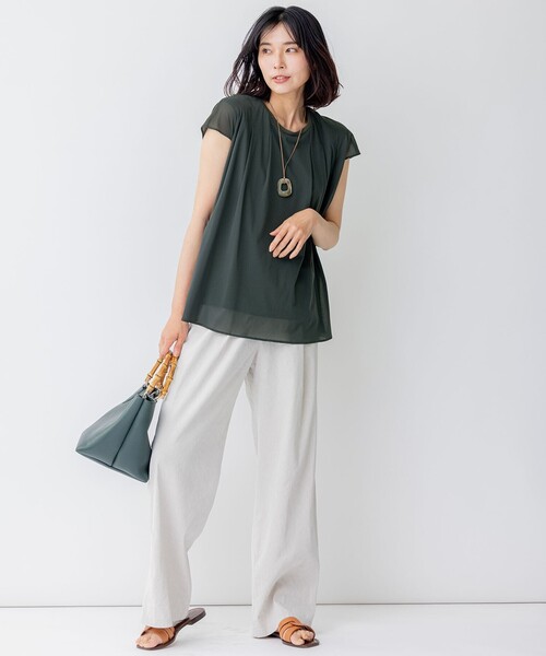 tシャツ 「洗える」チュールコンビジャージー シアー カットソー レディース 23区 tシャツ 「洗える」チュールコンビジャージー シアー