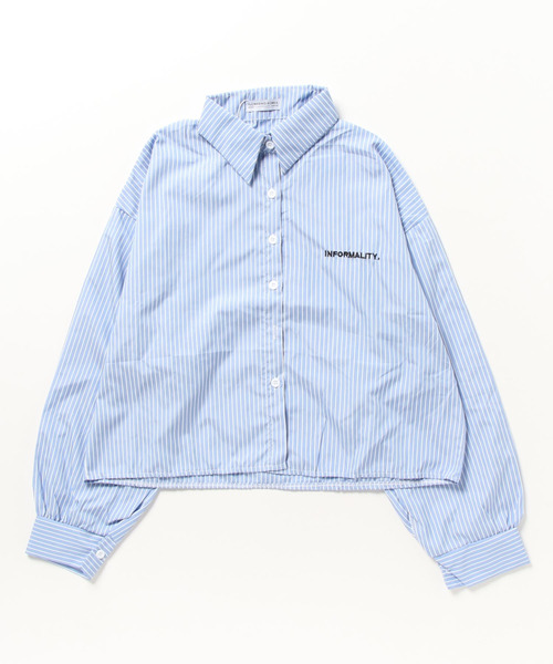 ブラウス シャツ ストライプショートシャツ レディース : ZOZOTOWN