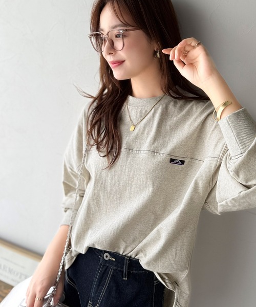 tシャツ 「JaVaジャバコラボ」“あえて”のゆるさで可愛さマシマシ。今日のわたしは余裕顔。コットン100%長袖フットボールオーバーサイズプルオーバー | Java | 20
