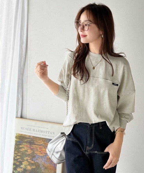 tシャツ 「JaVaジャバコラボ」“あえて”のゆるさで可愛さマシマシ。今日のわたしは余裕顔。コットン100%長袖フットボールオーバーサイズプルオーバー | Java | 23