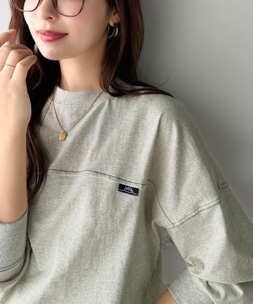 tシャツ 「JaVaジャバコラボ」“あえて”のゆるさで可愛さマシマシ。今日のわたしは余裕顔。コットン100%長袖フットボールオーバーサイズプルオーバー | Java | 22