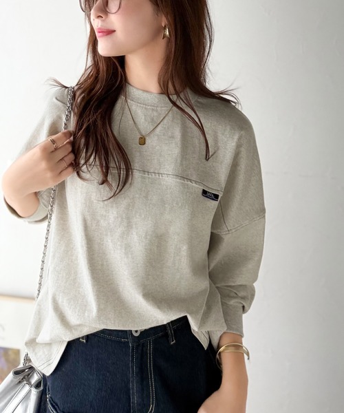 tシャツ 「JaVaジャバコラボ」“あえて”のゆるさで可愛さマシマシ。今日のわたしは余裕顔。コットン100%長袖フットボールオーバーサイズプルオーバー | Java | 21