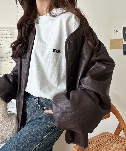 tシャツ 「JaVaジャバコラボ」“あえて”のゆるさで可愛さマシマシ。今日のわたしは余裕顔。コットン100%長袖フットボールオーバーサイズプルオーバー | Java | 13
