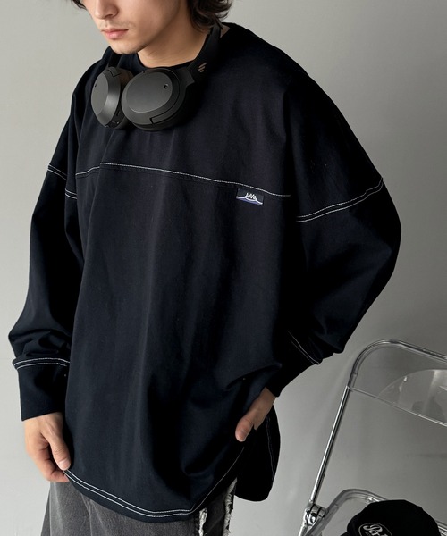 tシャツ 「JaVaジャバコラボ」“あえて”のゆるさで可愛さマシマシ。今日のわたしは余裕顔。コットン100%長袖フットボールオーバーサイズプルオーバー | Java | 14
