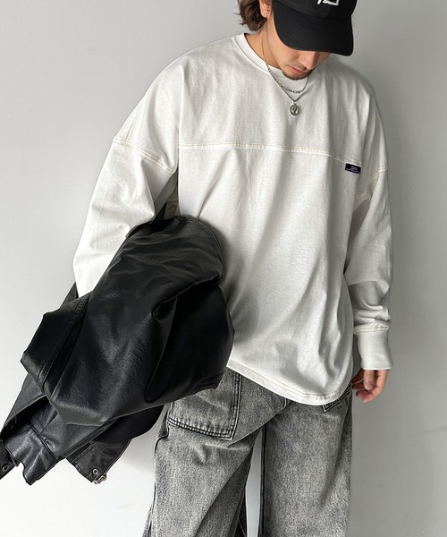 tシャツ 「JaVaジャバコラボ」“あえて”のゆるさで可愛さマシマシ。今日のわたしは余裕顔。コットン100%長袖フットボールオーバーサイズプルオーバー | Java | 09