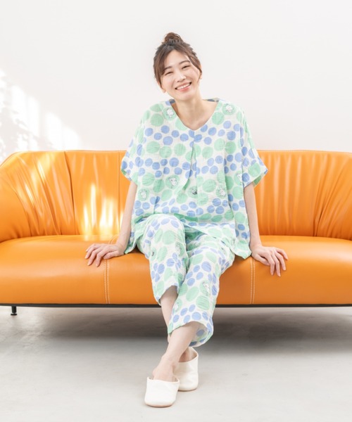 れて ルームウェア パジャマ Lace Ladies パジャマ ルームウェア ビッグカラーハーフボタン