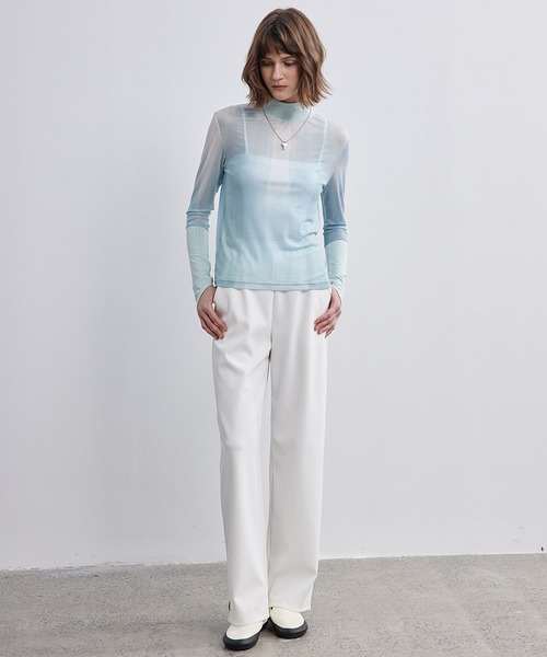 tシャツ 「ELOOPS」ドッキングスリーブニュアンス柄シアープルオーバー レディース メンズ tシャツ 「ELOOPS」ドッキングスリーブニュアンス柄シアープル