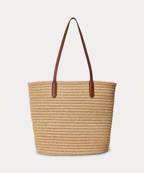 【POLO RALPH LAUREN】レザートリム ラージ Brie トート バッグ LAUREN RALPH トートバッグ レザートリム ストロー ラージ Brie