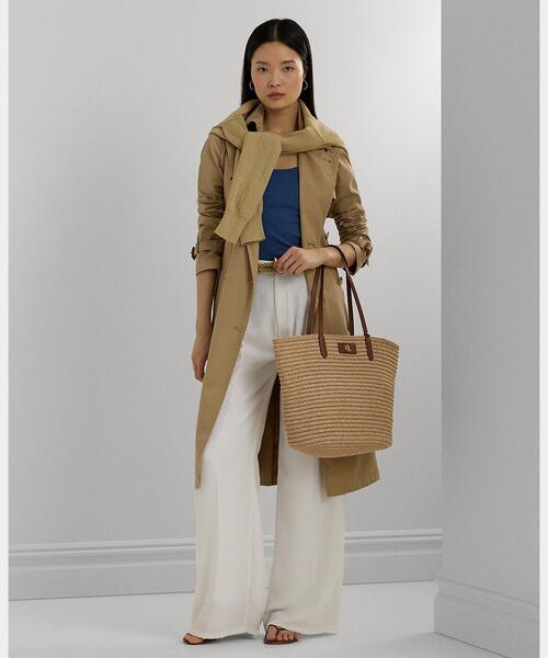 【POLO RALPH LAUREN】レザートリム ラージ Brie トート バッグ LAUREN RALPH トートバッグ レザートリム ストロー ラージ Brie