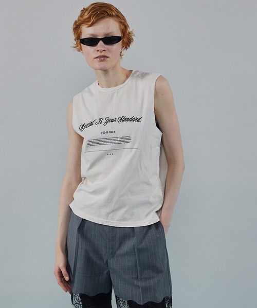 タンクトップ ノースリーブ Slogan Tank Top/スローガンタンクトップ「MAISON SPECIAL/メゾンスペシャル」 レディース MAISON SPECIAL タンクトップ ノースリーブ Slogan Tank Top