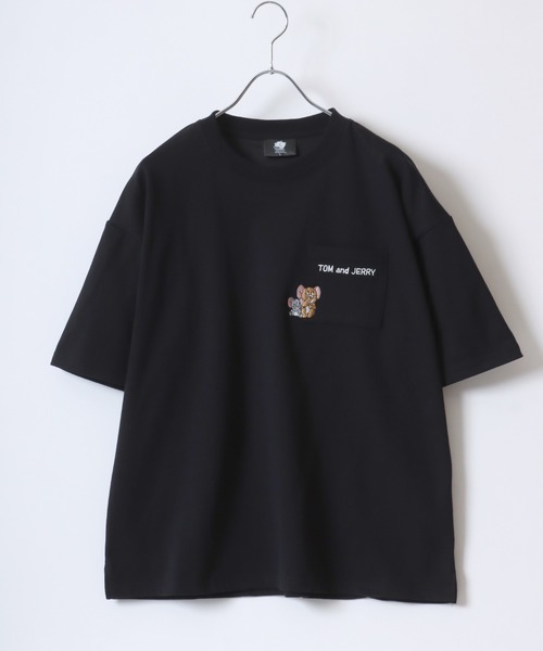 tシャツ Tシャツ レディース 2024SS Tom＆Jerry/トムとジェリー キャラクターワンポイント刺繍 COOL MAX オーバーサイズ ポケ｜zozo｜09