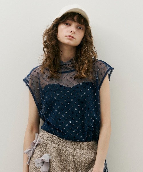 「LA BELLE ETUDE」 「belle vintage」ノースリーブブラウス FREE ブルー レディース J1U by LA BELLE ETUDE 「J1U ETUDE」 ノースリーブシャツ FREE