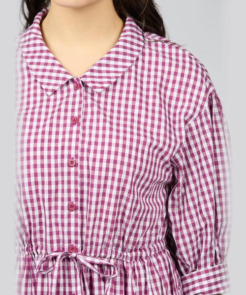 新品 To★b.by agnes b. ピンクチェックワンピース To b. by agnes シャツワンピース ギンガムリップルチェック