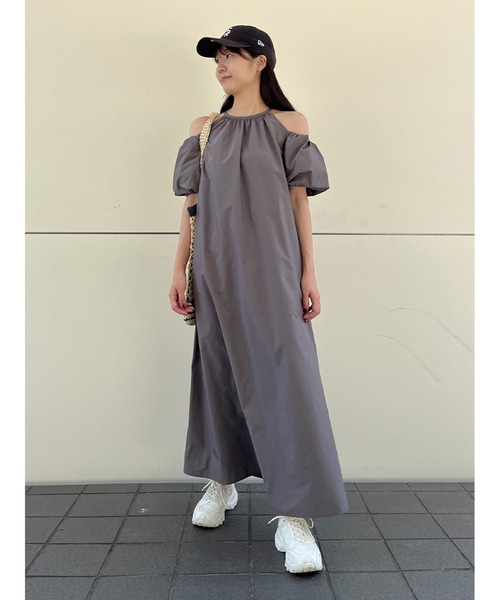 Stylevoice for xxx ワンピース オープンショルダーライトタフタ