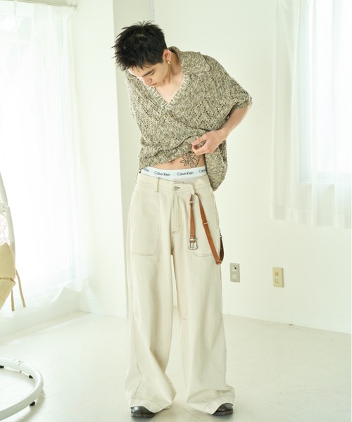 パンツ デニム ジーンズ knee tuck wide baggy nep jeans / ニータック 