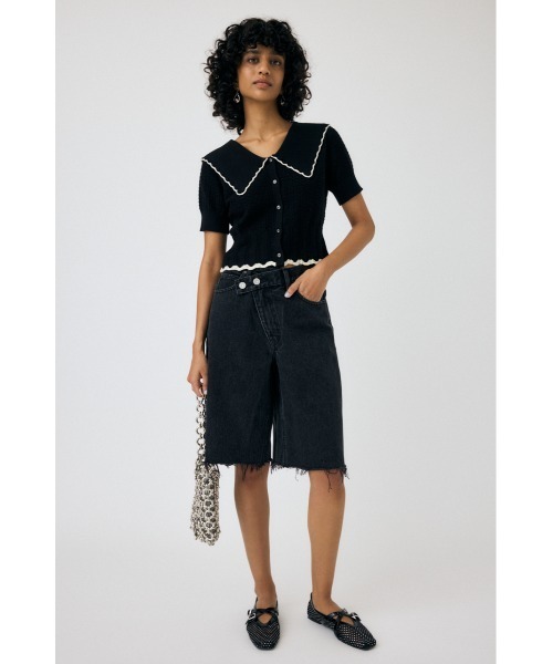 MOUSSY カーディガン KNIT LACEWORK COLLAR レディース