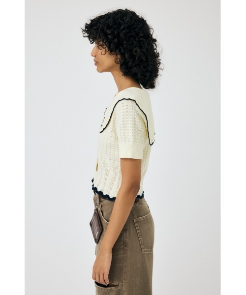 【MOUSSY】KNIT LACEWORK COLLAR カーディガン moussy｜KNIT LACEWORK COLLAR カーディガン | Rakuten Fashion
