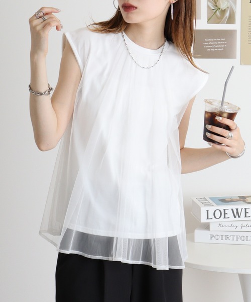 tシャツ チュールドッキングプルオーバー「手洗い可能」 レディース tシャツ チュールドッキングプルオーバー レディース : ZOZOTOWN