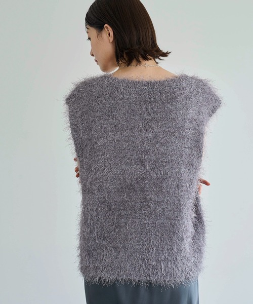 特売！トーマスマグパイ　レース　ベージュ Ｖネックニットベスト　シアー meilmada ベスト ジレ Vネックフェザーニットベスト レディース