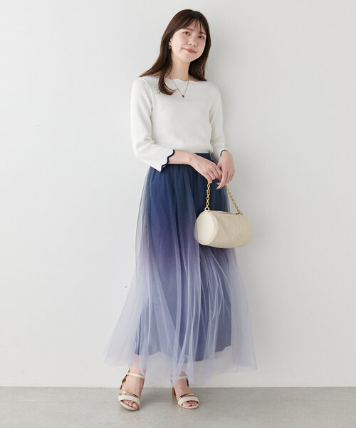 ニット 「WEB限定」袖口配色スカラップ強撚ニット(7分袖) レディース | natural couture | 13