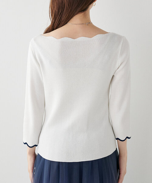 ニット 「WEB限定」袖口配色スカラップ強撚ニット(7分袖) レディース | natural couture | 19