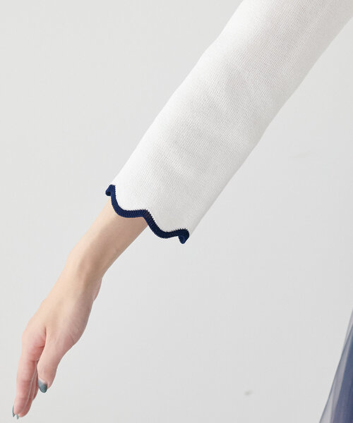 ニット 「WEB限定」袖口配色スカラップ強撚ニット(7分袖) レディース | natural couture | 21