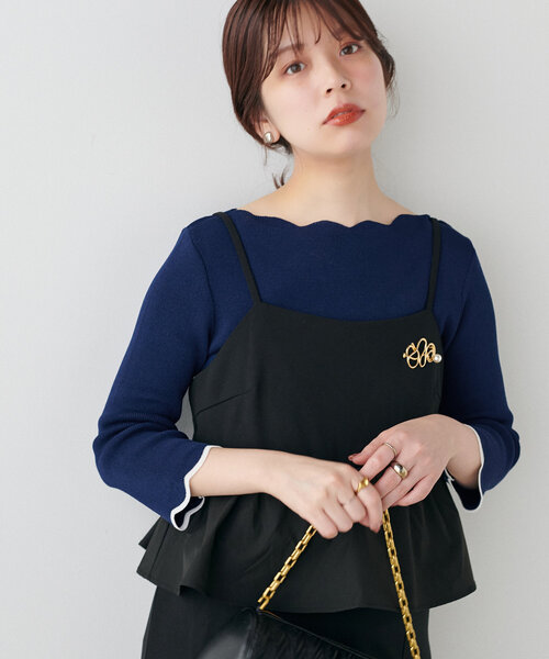 ニット 「WEB限定」袖口配色スカラップ強撚ニット(7分袖) レディース | natural couture | 05