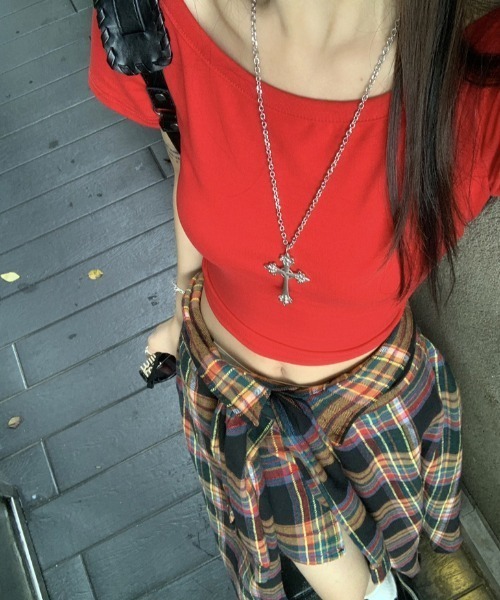 Sibra（シブラ） スカート 腰巻きシャツ風チェック柄スカート