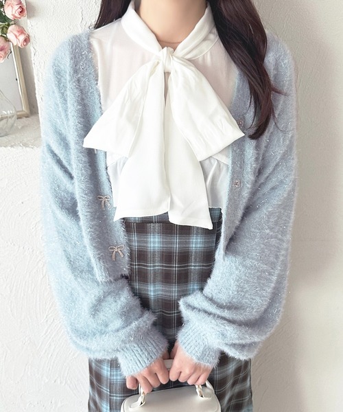 apres jour（アプレジュール） カーディガン 「7色展開」ラメシャギー
