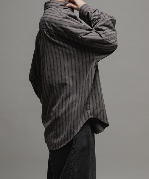 Casper John シャツ Peach satin stripe over shirts/ピーチ