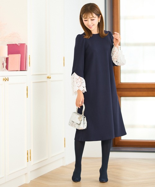 Prima Scherrer（プリマシェレル） ワンピース レースフレアスリーブ A
