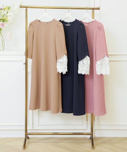 Prima Scherrer（プリマシェレル） ワンピース レースフレアスリーブ A