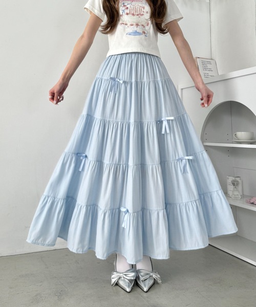 Loueme スカート リボンティアードロングスカート : ZOZOTOWN Yahoo!店