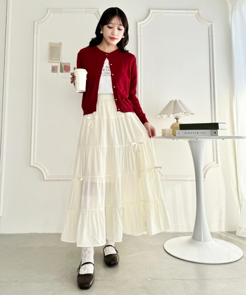 Loueme スカート リボンティアードロングスカート : ZOZOTOWN