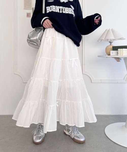 Loueme スカート リボンティアードロングスカート : ZOZOTOWN Yahoo!店
