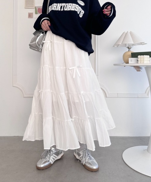 Loueme スカート リボンティアードロングスカート : ZOZOTOWN Yahoo!店