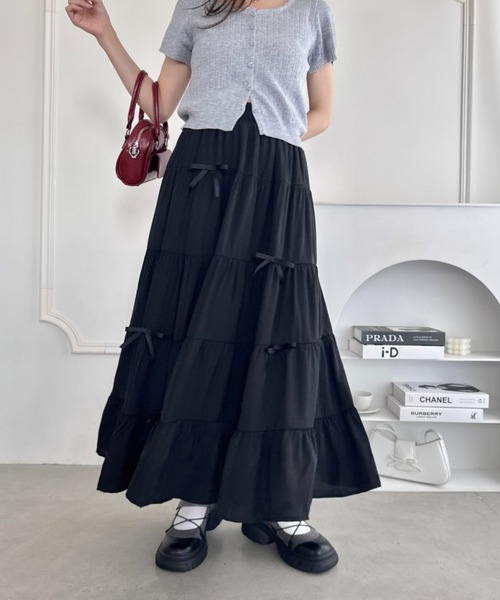 Loueme スカート リボンティアードロングスカート : ZOZOTOWN Yahoo!店