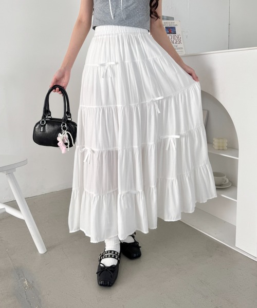 Loueme スカート リボンティアードロングスカート : ZOZOTOWN Yahoo!店
