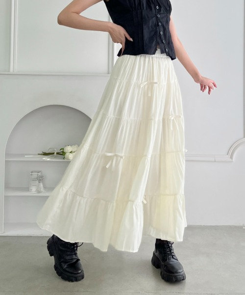 Loueme スカート リボンティアードロングスカート : ZOZOTOWN Yahoo!店
