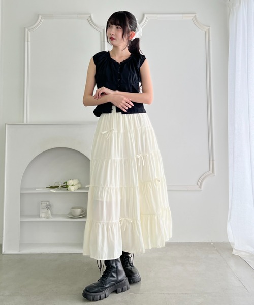 Loueme スカート リボンティアードロングスカート : ZOZOTOWN Yahoo!店