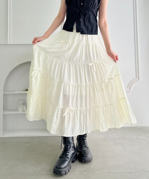 Loueme スカート リボンティアードロングスカート : ZOZOTOWN Yahoo!店